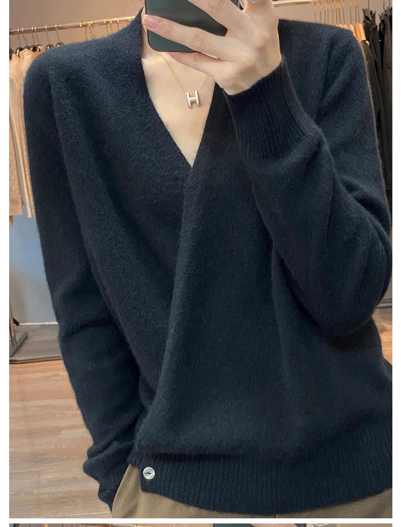 Japanese Kimono Cardigan Pure Wool Sweater Female Cross V-Neck Knitted Cardigan 2023 Spring and Autumn Loose Leggings Retro Top