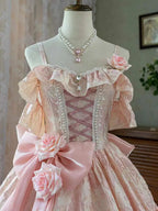 Japan Pink Lolita Wedding Floor-Length Dress Gorgeous Adult Formal Dress Heavy Industry 2024 New