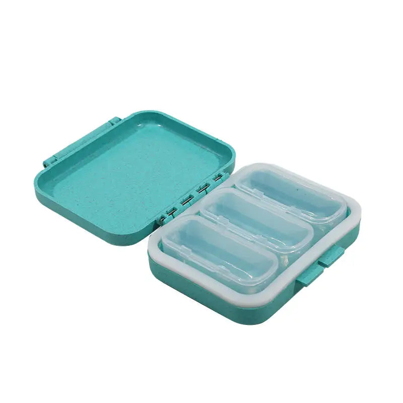3 Grids Organizer Container For Tablets Travel Pill box With Seal Ring Small Box For Tablets Wheat Straw Container For Medicines