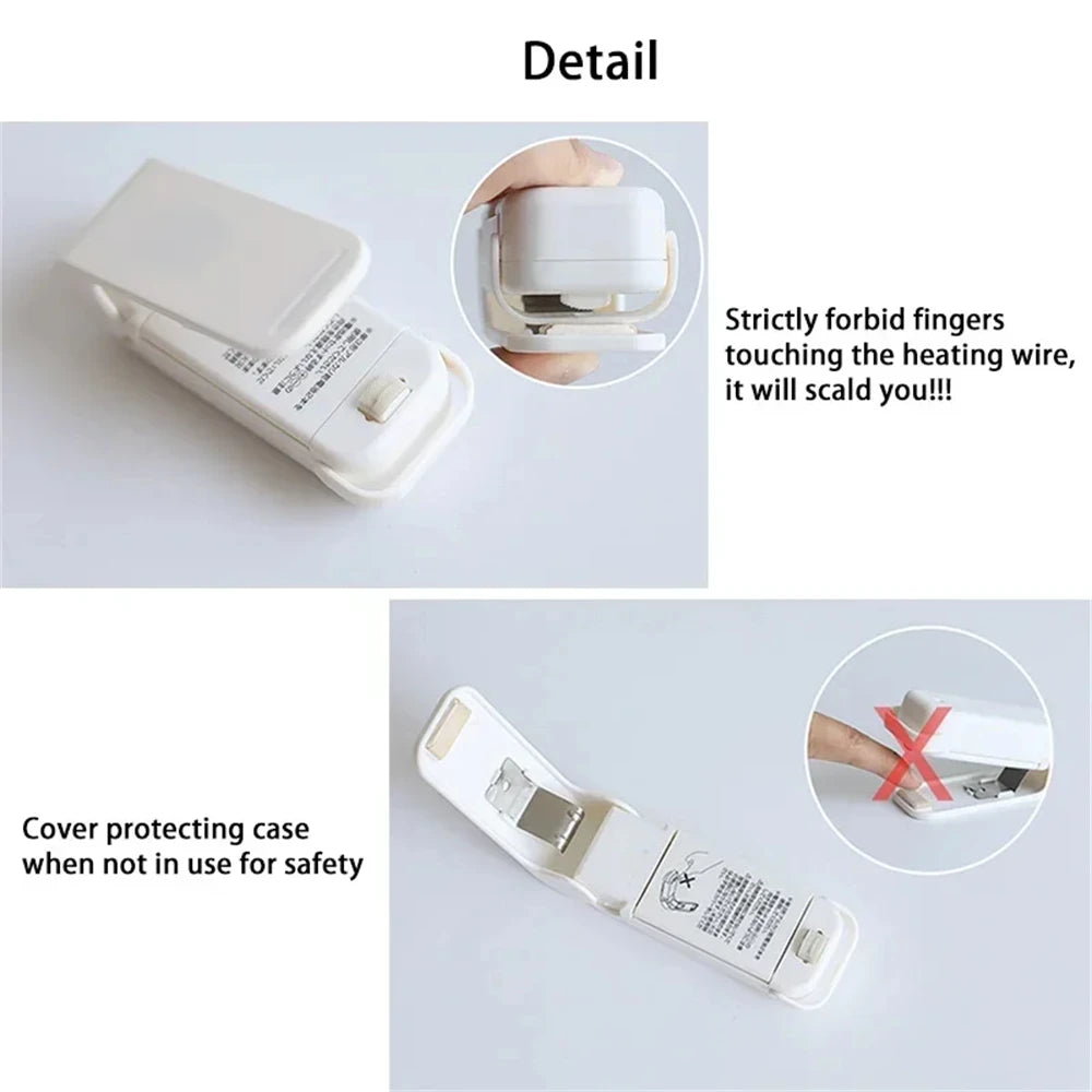 Mini Packaging Sealer Portable Plastic Bag Clip Sealing Machine Food Storage Seal Snack Sealing Household Kitchen Gadgets