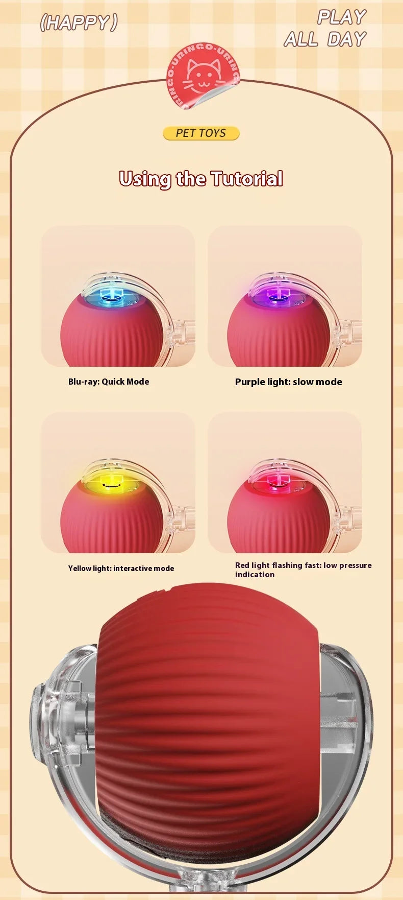 Interactive Cat Toy Ball Rolling Balls Pet Kitten Cats Teaser Automatic Electric Smart Game Plush Toys Play Stimulator Training