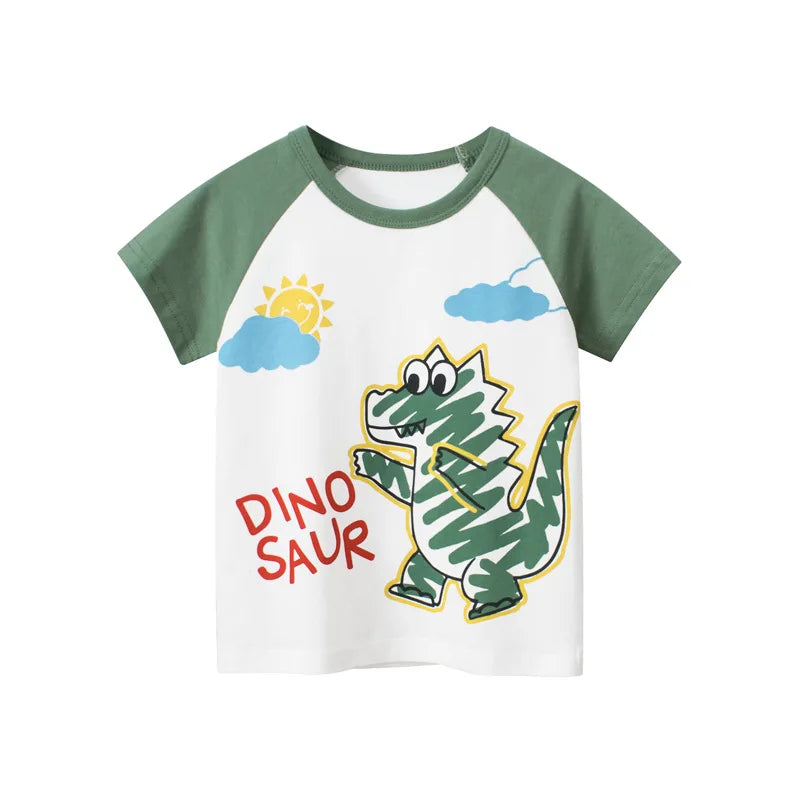 Children Short Sleeve T-shirts Korean Version Kids Clothing Boy Baby Cotton Tees 2-9 Years Summer Cartoon Tops