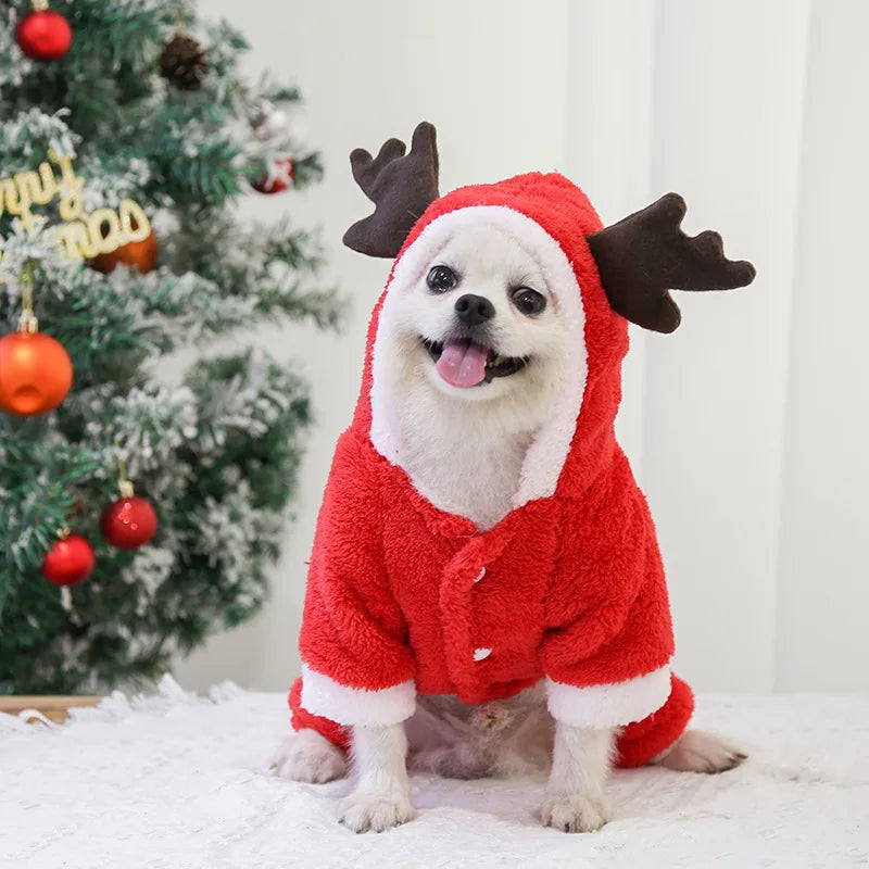 Pet Dog Cat Halloween Christmas Costume Cosplay Elk Dog Costumes for Small Dogs Winter Warm Dog Cat Clothes