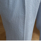 High-end Striped Men's Suit Pants Spring Summer Thin Italian Straight Casual Trousers Blue Paris Buckle Business Trousers