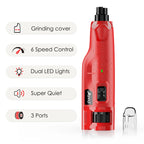 Dog Nail Grinder Dustproof with 2 LED Light - Super Quiet Powerful 6-Speed Nail Trimmer File for Small Medium Large Dogs dog acc