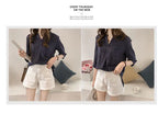Office Lady Women's Clothing Fashion Casual Striped Loose Three Quarter Sleeve Summer Thin Simplicity Round Neck Button Blouses