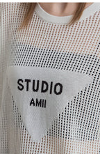 Amii Minimalist Women's Knitted Pullovers 2025 Summer Crew Neck Short-sleeved Casual Mid Long Loose Letter Jacquard Top 12542048