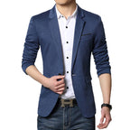 BROWON Autumn Brand Men Blazers Slim Fit Casual Suit Jacket Sold Color One Button Korean Style Business Wedding Party Blazer