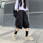 Zoki Streetwear Harajuku Oversize Bf Cargo Shorts Hip Hop Fashion High Waist Women Big Pockets Casual Shorts Summer Loose Shorts