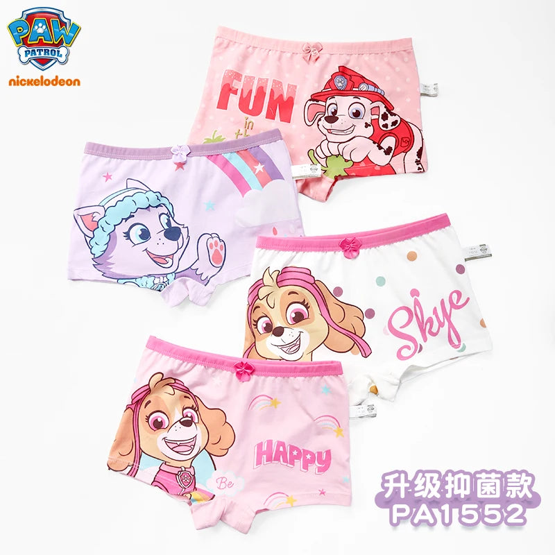 4PCS Genuine Paw Patrol Skye Girl Children Cotton Underwear Printing Panties Kids Short Panties Underpants Girls Briefs Panties
