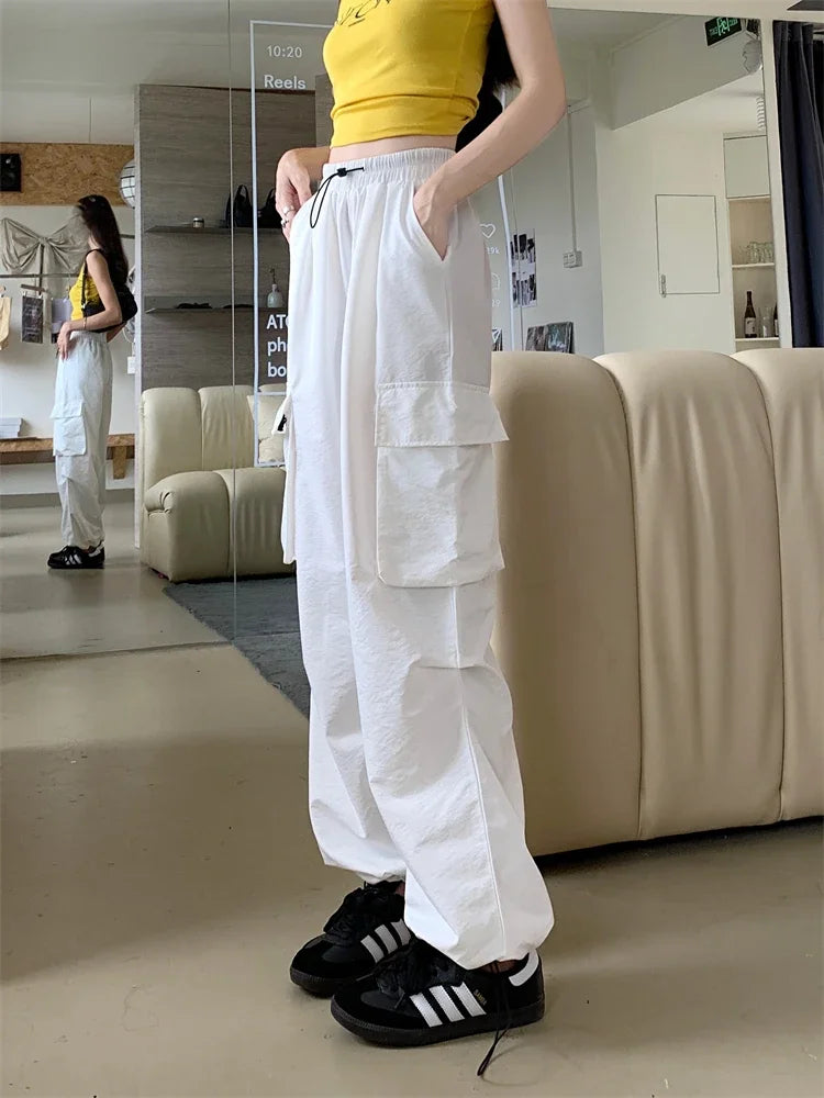 High Waist Wide Leg Workwear Pants Women's Spring 2024 Loose Sun Protection Casual Sports Thin Style Fashionable Trousers