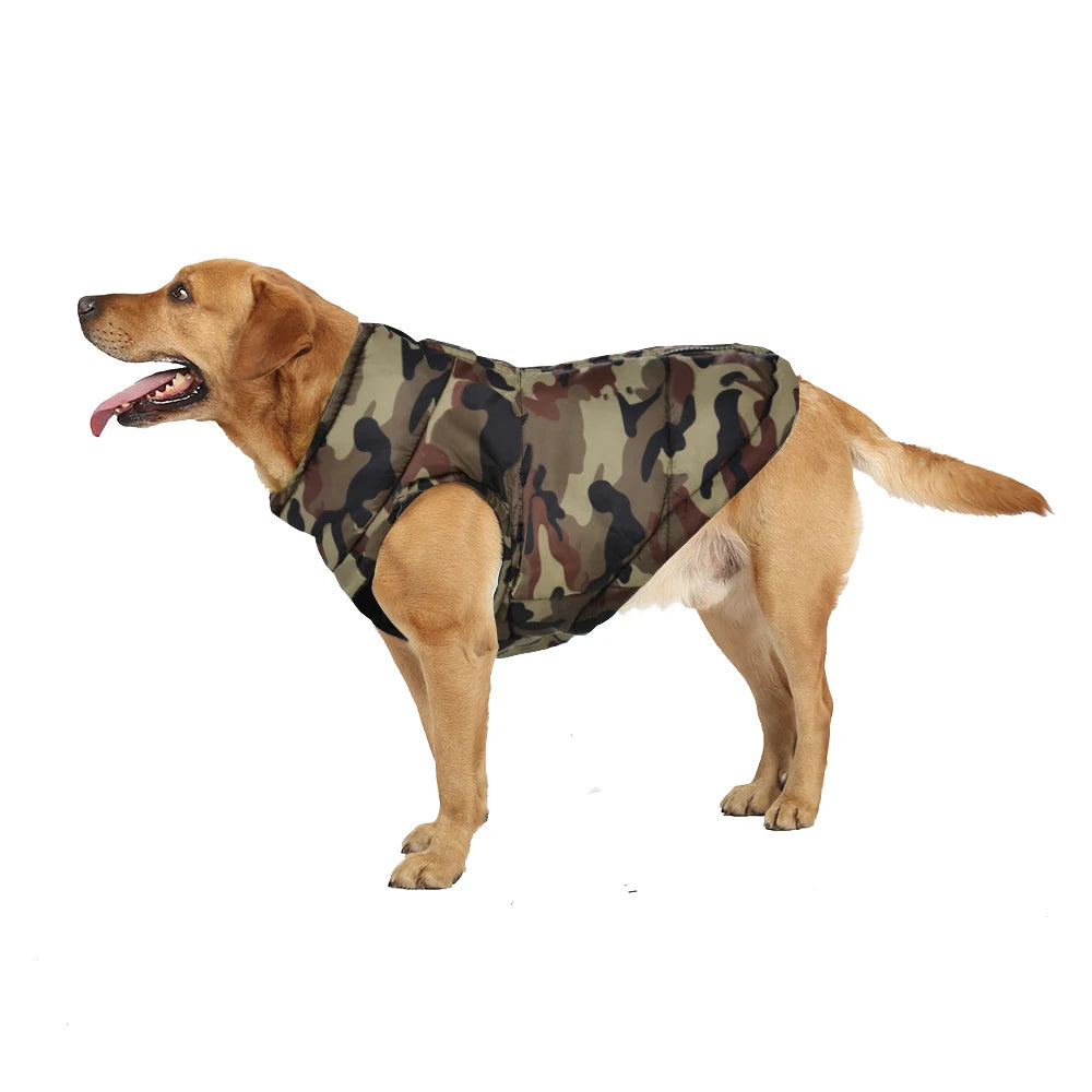 Large Dog Clothes Winter Jacket For Labrodor Clothing Camouflage Padded Dogs Vest Costume With Zipper Winter Bulldog Pet Outfits