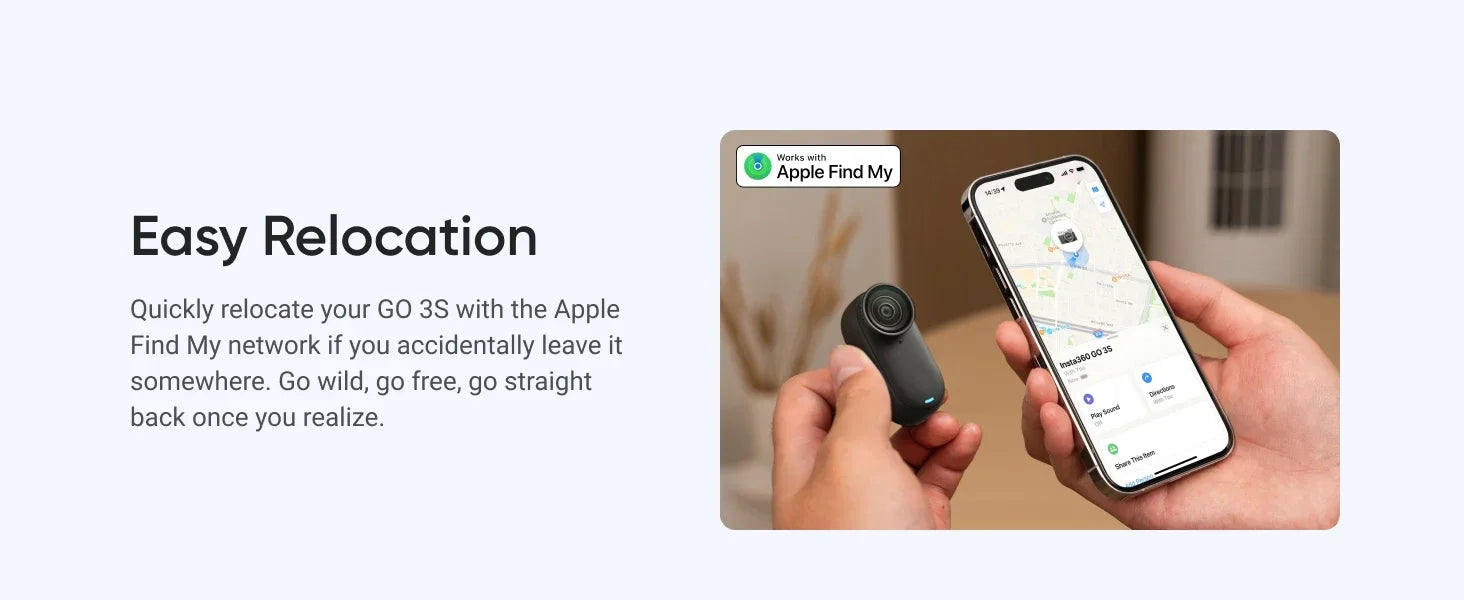 Insta360 GO 3S 4K Tiny Portable Vlogging Camera,Hands-Free POVs,Mount Anywhere,Stabilization,140 Min Battery Life,10m Waterproof