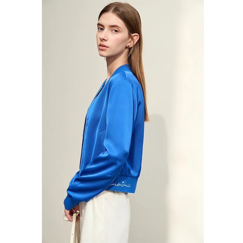 AMII Minimalism Jacket Woman Baseball Jacket Embroidery Letter Zipper 2023 Spring New Casual Women's Clothes Female Top 72331004