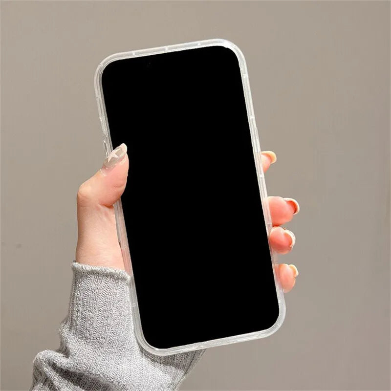 3D Rotating Crayons Shin-Chans Phone Case For IPhone 16 15 14 Pro Max Plus 11 13 12 Mini Pro Max Cover Airbag Clear Soft Casing