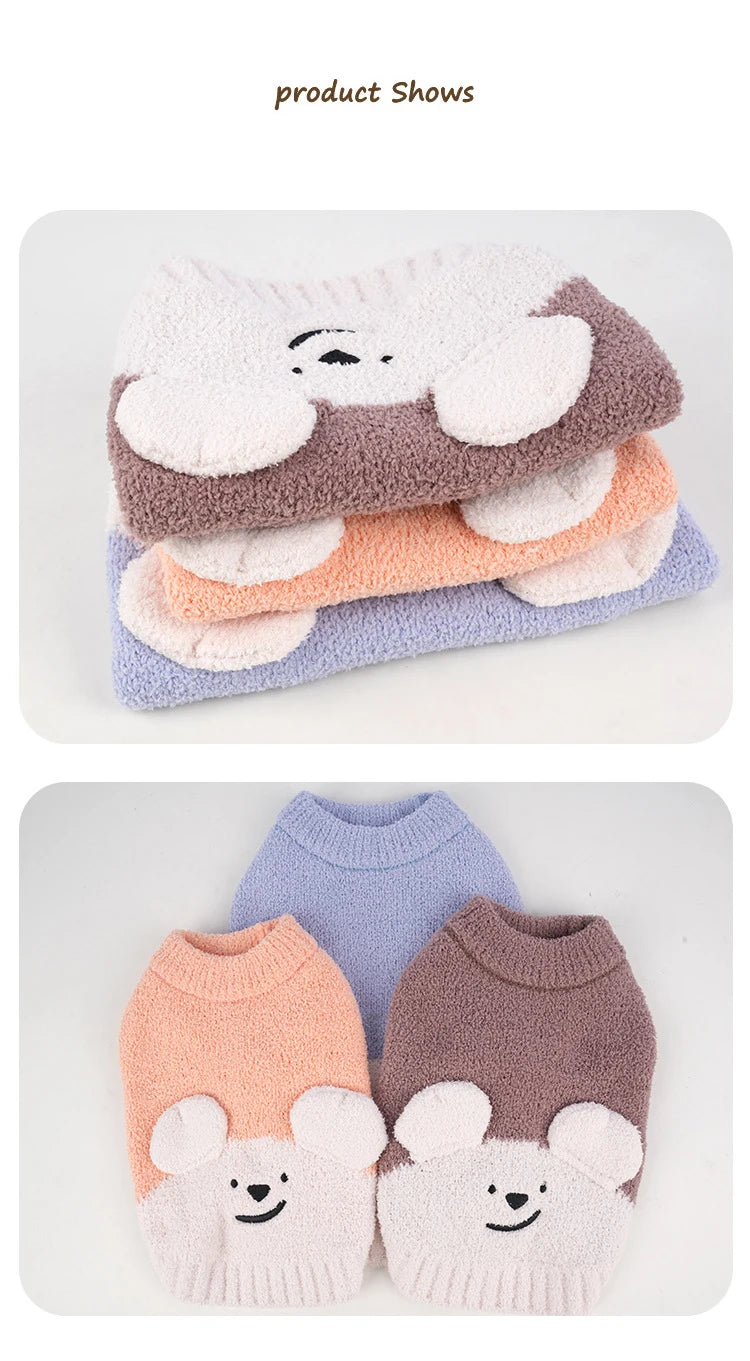 Warm Dog Sweaters Soft Comfortable Fleece Pet Sweaters for Small Dogs Cute Bear Puppy Knitted Coat for Chihuahua Maltese Bichon