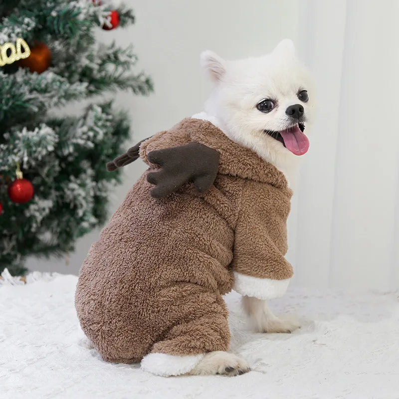 Pet Dog Cat Halloween Christmas Costume Cosplay Elk Dog Costumes for Small Dogs Winter Warm Dog Cat Clothes