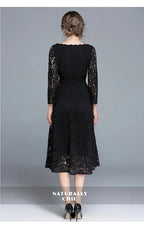 Lace White Prom Dress Women 2023 Summer Autumn Long Sleeve Sexy Slash Neck A Line Midi Party Vestidos Flower Embroidery