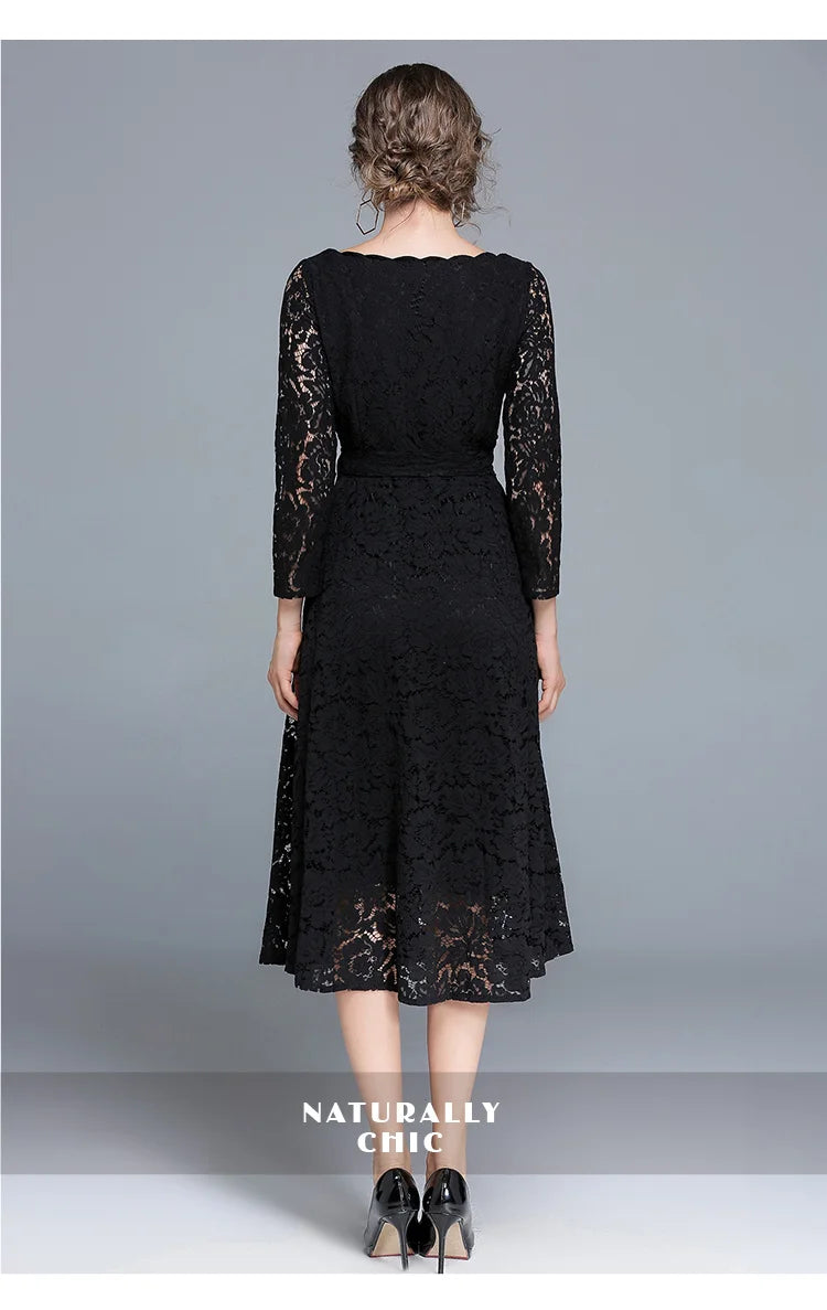 Lace White Prom Dress Women 2023 Summer Autumn Long Sleeve Sexy Slash Neck A Line Midi Party Vestidos Flower Embroidery