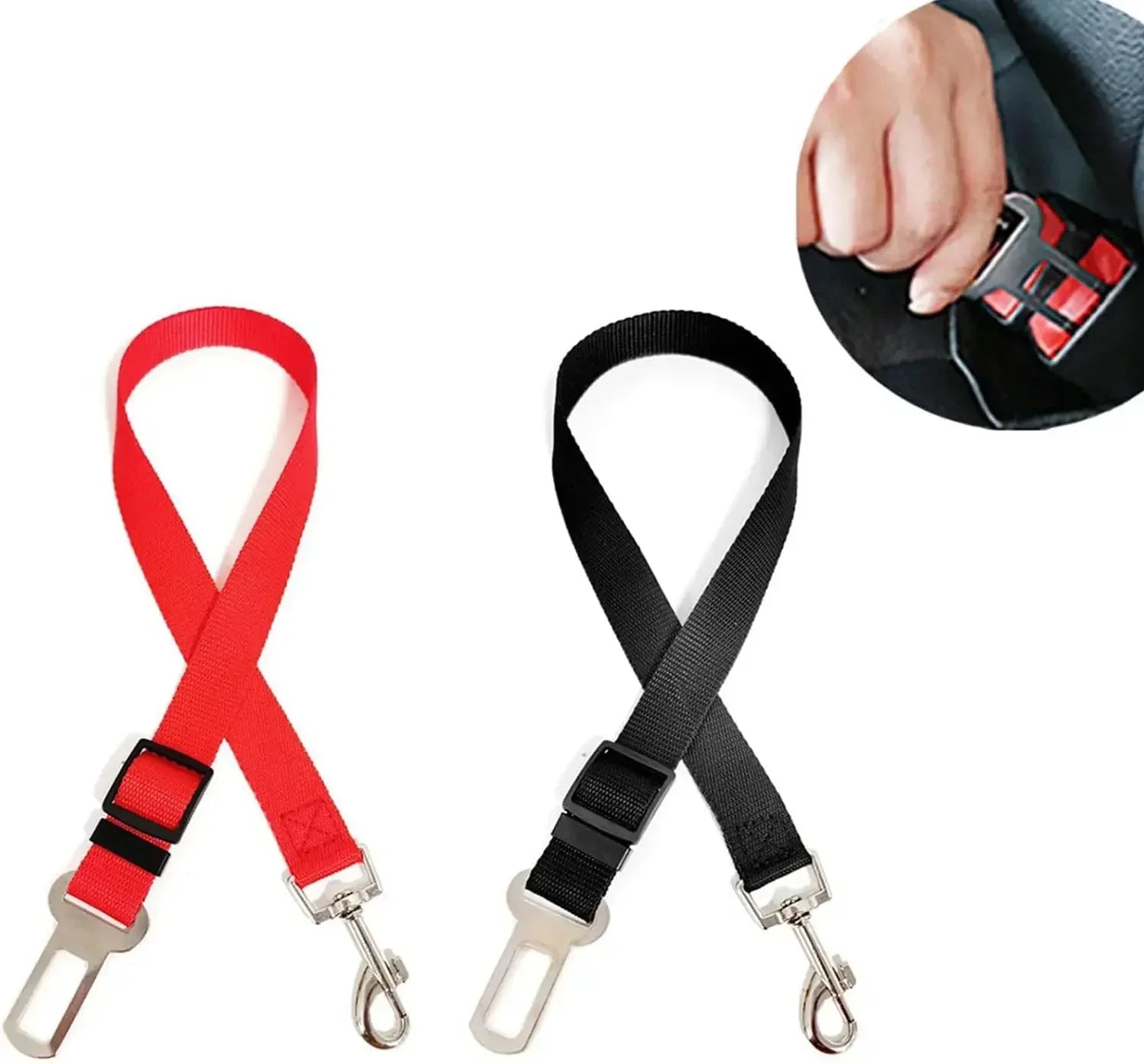 Dog Seat Belt, Dog Car Adjustable Seatbelts for Vehicle Nylon Pet Safety Heavy Duty & Elastic Car Harness for Dogs