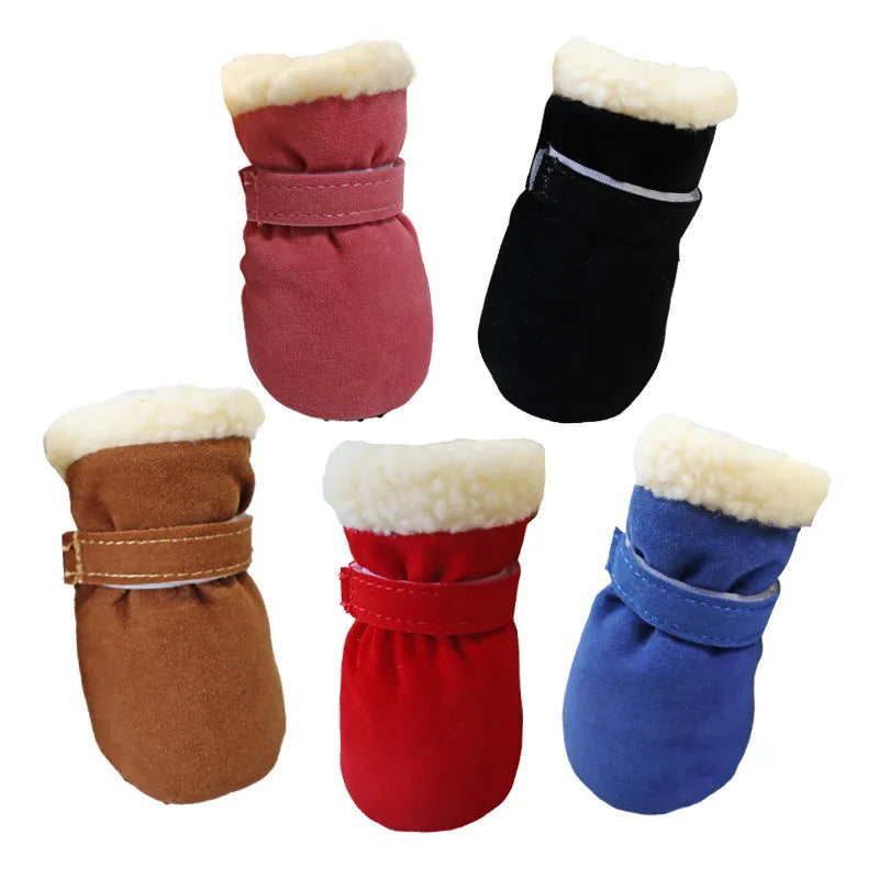 4Pcs /Set Winter Pet Shoes for Small Medium Dogs Windproof Boots Non Slip French Bulldog Chihuahua Shoes accesorios para perros