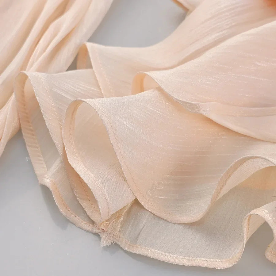 Pleated Mini Dress Women New Fashion Puff Sleeve Elegant V-neck High Waist Evening Party Dresses Lady Holiday Beach Vestidos