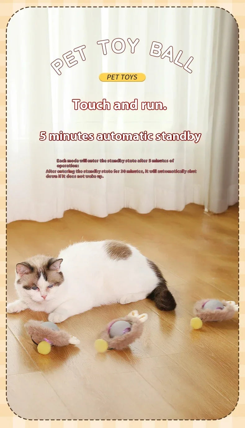 Interactive Cat Toy Ball Rolling Balls Pet Kitten Cats Teaser Automatic Electric Smart Game Plush Toys Play Stimulator Training