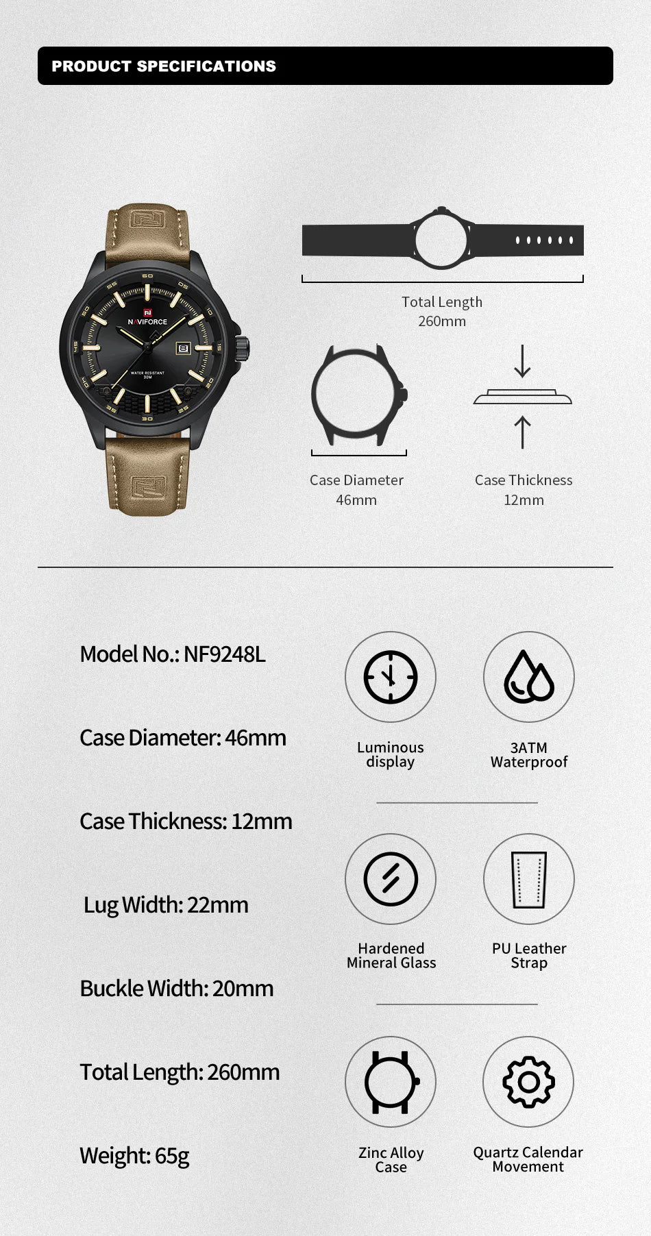 NAVIFORCE Men's Watches Business Calendar Waterproof Luminous Number Quartz Wrist Watches Clocks Gift Relogio Masculino 2025