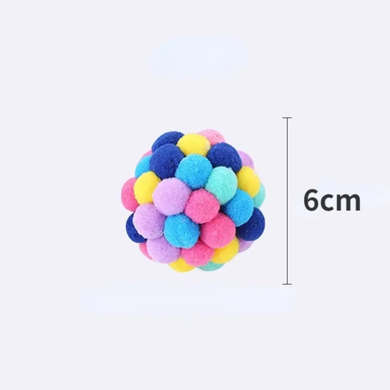 Pet Toy Cat Toys Cat Plush Ball Toys Pet Bouncy Bell Ball Toy Colorful Pompoms Pet Supplies Random Color