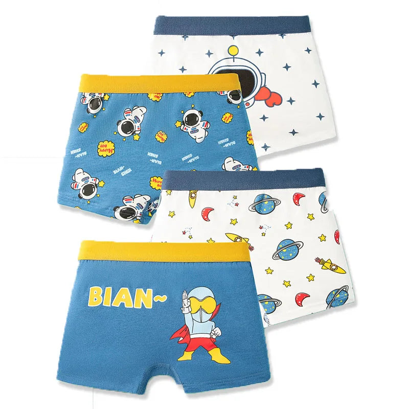 4 Pcs/Lot Children Panties Cotton Underwear For Boys 3-14 Years Breathable Kids Underpants Cars Patterns Cartoon Boy Boxer Brief