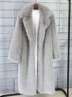 Tossy Winter Fur Feather Loose Overcoat Women's Fashion Pocket Solid Commute Streetwear Jacket Ladies Luxury Patchwork Coat 2025