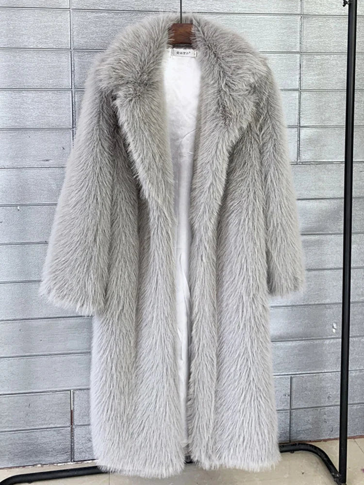 Tossy Winter Fur Feather Loose Overcoat Women's Fashion Pocket Solid Commute Streetwear Jacket Ladies Luxury Patchwork Coat 2025