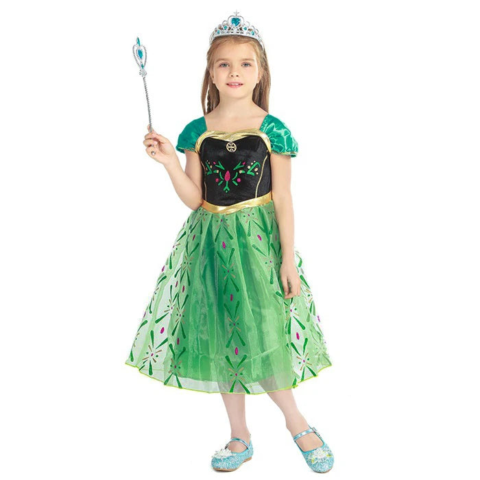 Anna Costume For Kids Girl Fancy Birthday Party Gown Princess Dress Carnival Party Children Clothing Full Printing Vestidos