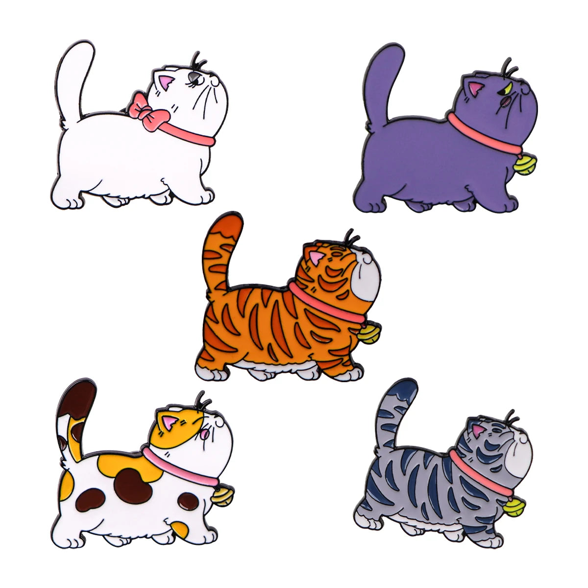 2-10pcs/set Funny Animals Series Enamel Pin Cartoon Cats Dogs Brooch Set Lapel Pins Badge on Backpack Clothing Accessories Gifts