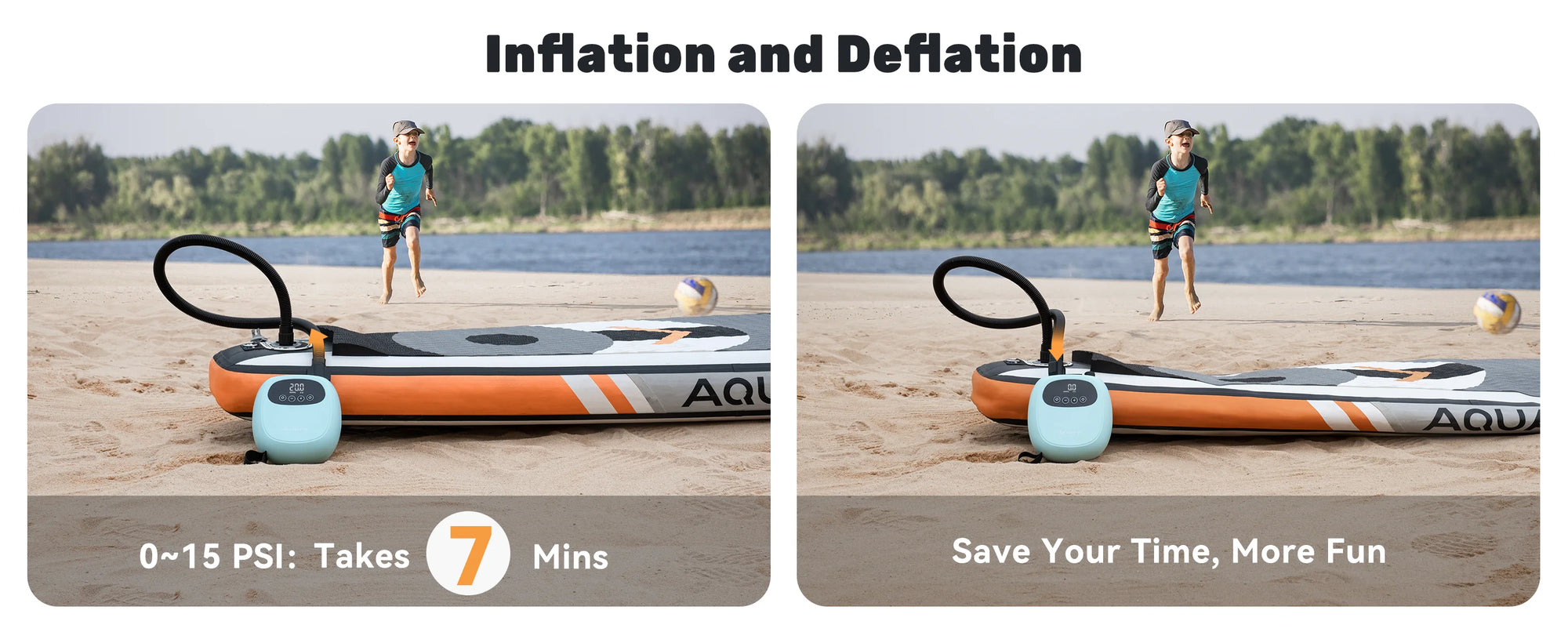 Electric 20PSI SUP Pump 38.48Wh Battery Paddle Board Inflation Deflation for Kayak Boat Surfing Board Stand Up Paddle