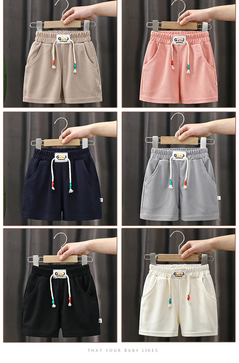 New Summer Boys Shorts Candy Color Beach Shorts for Kids Casual Elastic Waist Children Short Pants Sport Clothing Outwear