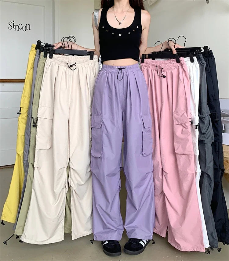 High Waist Wide Leg Workwear Pants Women's Spring 2024 Loose Sun Protection Casual Sports Thin Style Fashionable Trousers
