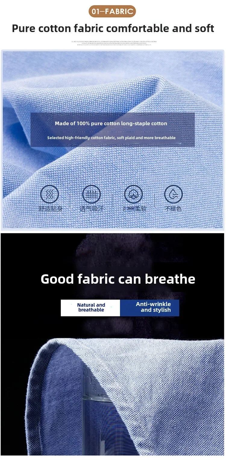 2025 Cotton Stand-up Neck Oxford Spinning Anti-wrinkle Casual  Spring  Autumn New Men's Shirt Jackets  Long Sleeve Shirt Men's