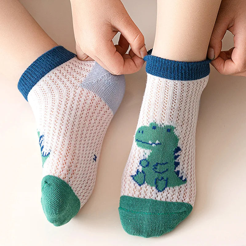 5 Pairs/Lot Children Socks Boy Girl Baby Fashion Cotton Solid Wild Soft Cozy Breathable For 1-12Y Summer Kids Casual Mesh Socks
