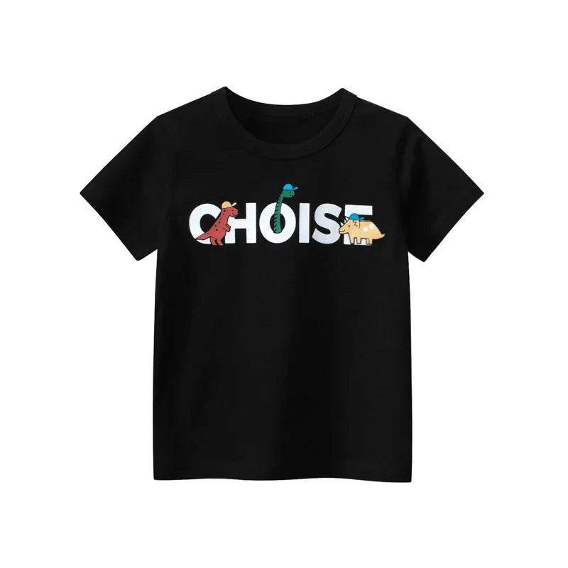 Children Short Sleeve T-shirts Korean Version Kids Clothing Boy Baby Cotton Tees 2-9 Years Summer Cartoon Tops