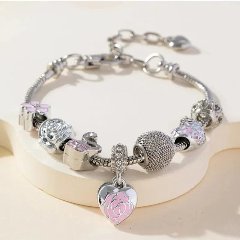 1Pcs Minimalist And Atmospheric Oil Dripping Rose Heart Bead Bracelet Fashionable Oil Painting Swan Lantern Bead Bracelets INS