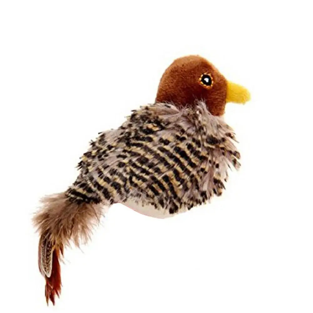 Interactive Electronic Cat Toy Sparrow Shaped Bird Simulation Sound Toy Plush Cats Pets Teasing Toys Kitten Chirping Bird Toys