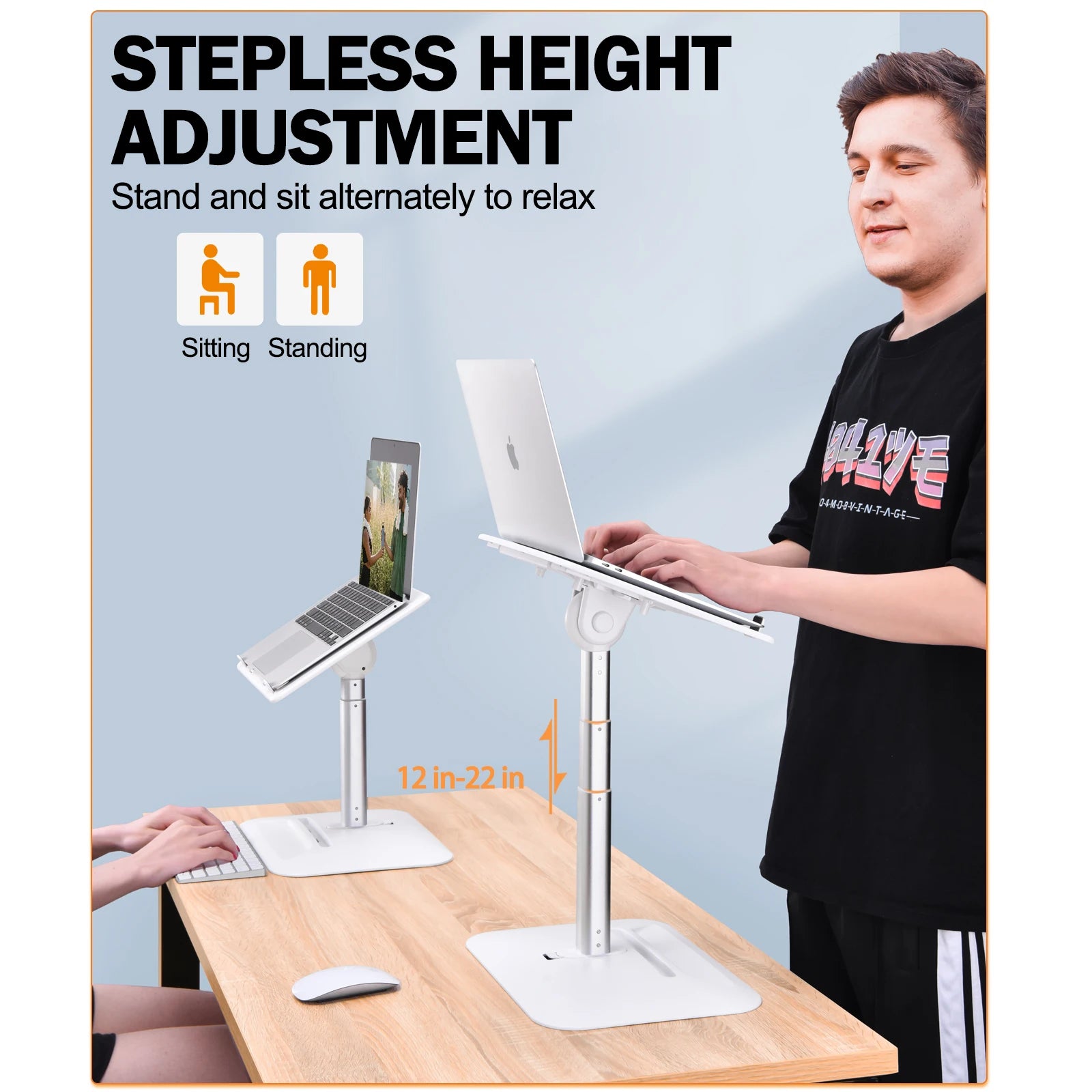 Eary Portable Laptop Stand for Desk Adjustable Height Holder for Macbook Air Pro Stable Stand Gifts for Girls Mom Students Kids