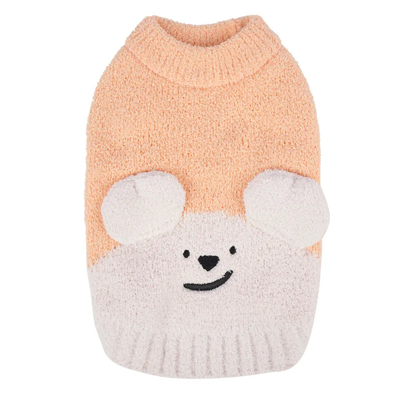 Warm Dog Sweaters Soft Comfortable Fleece Pet Sweaters for Small Dogs Cute Bear Puppy Knitted Coat for Chihuahua Maltese Bichon