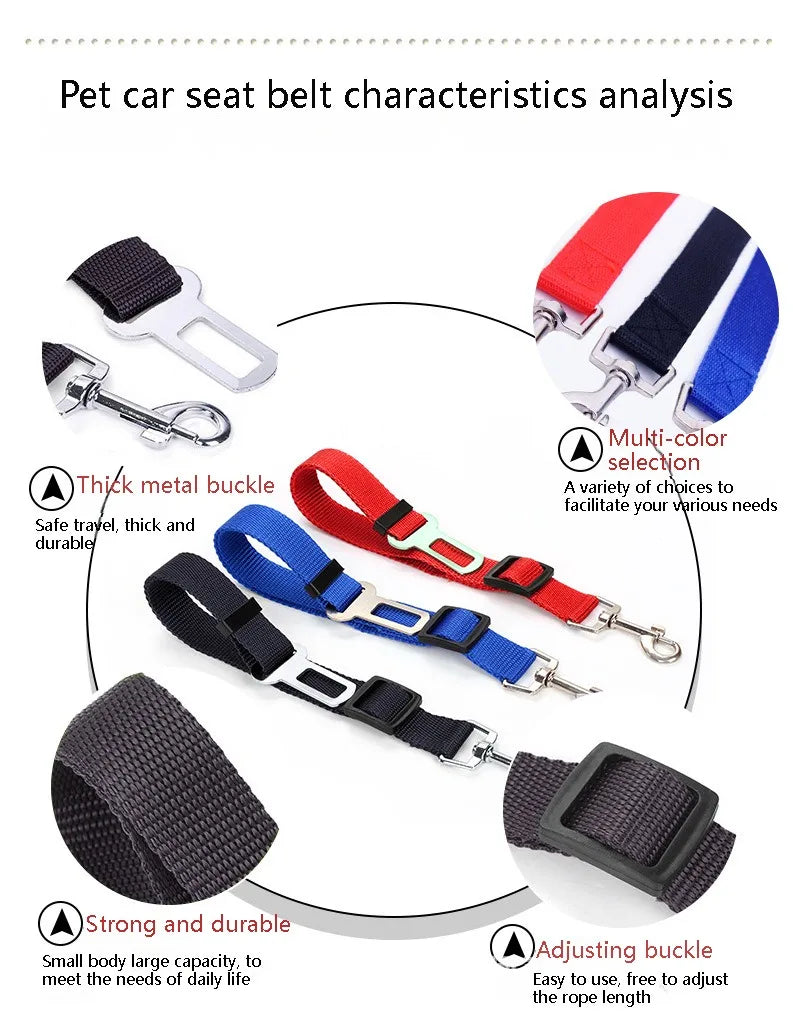 Dog Seat Belt, Dog Car Adjustable Seatbelts for Vehicle Nylon Pet Safety Heavy Duty & Elastic Car Harness for Dogs