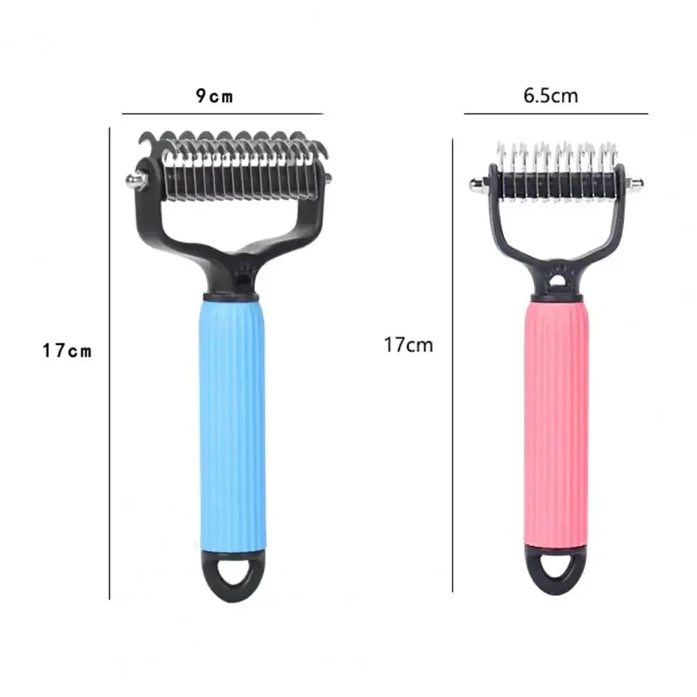 Pet Detangling Comb Handheld Dogs Cats Undercoat Rake Double-Sided Stainless Steel Teeth Deshedding Grooming Brush for Shedding