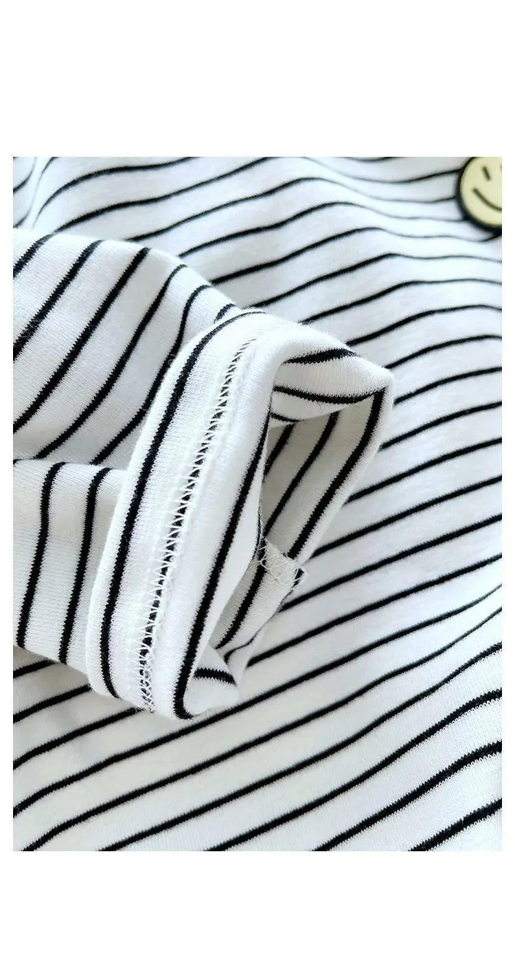 Striped Cute Baby Long Sleeved T-shirt Children Clothes Tops Boy's Sweatshirt Kids O-neck Pullover Blouse 1 2 3 4 5 6years