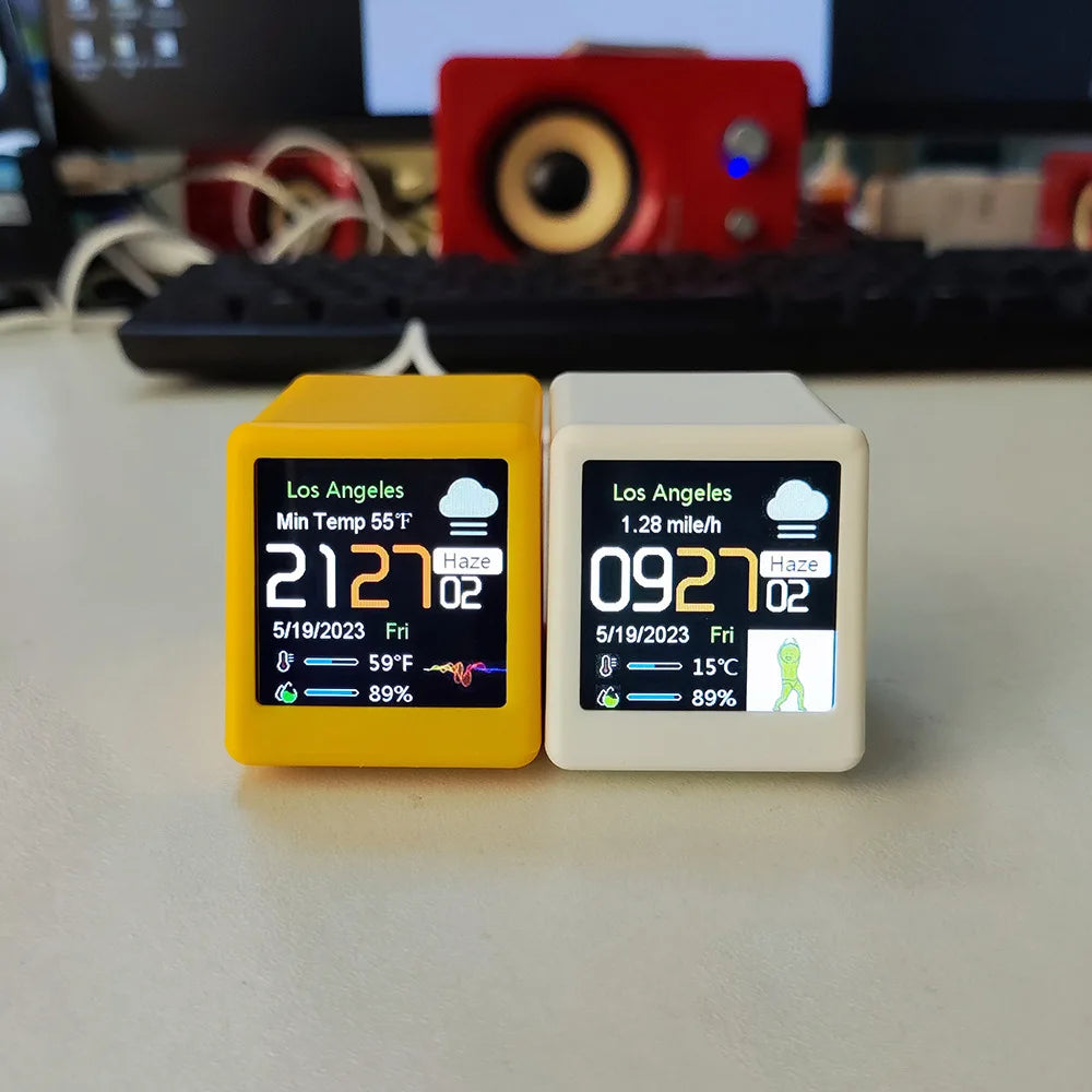 Smart desktop electronic clock WIFI weather and weather station small TV digital ornament