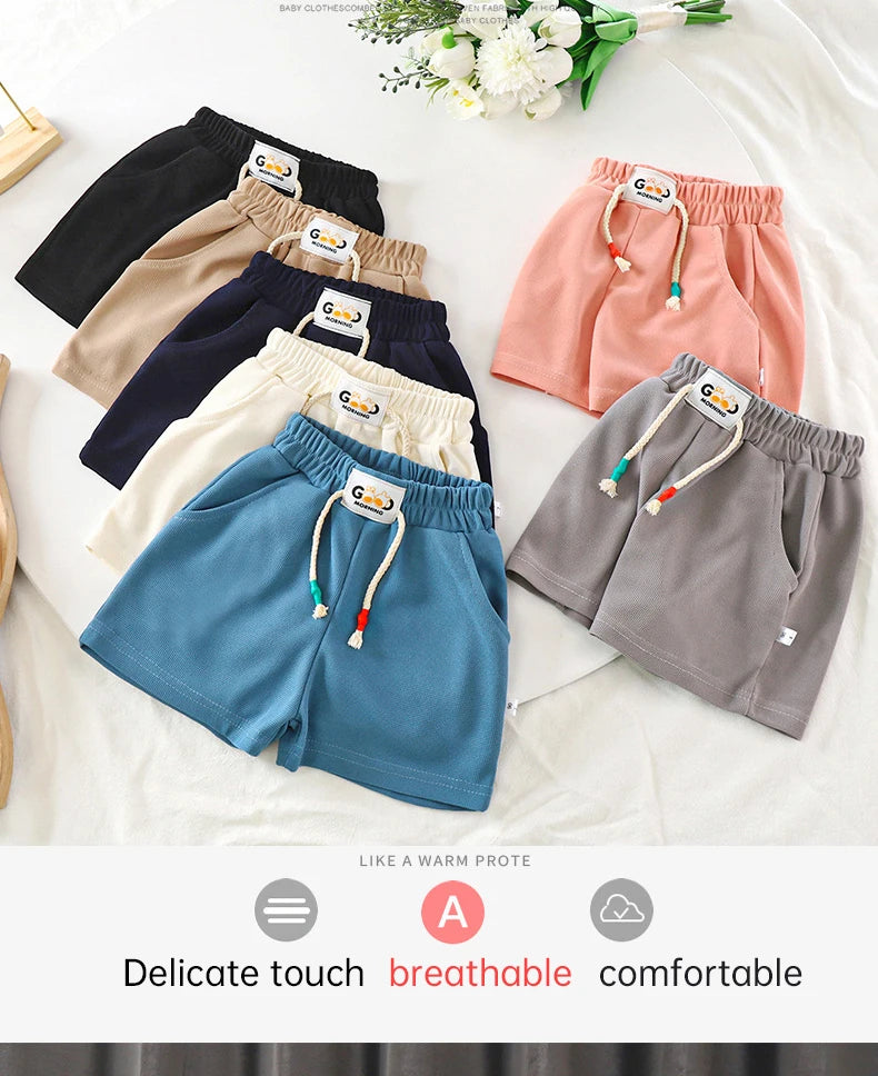 New Summer Boys Shorts Candy Color Beach Shorts for Kids Casual Elastic Waist Children Short Pants Sport Clothing Outwear