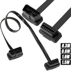 30/60/100/150CM  Flat and Thin OBD2 16-pin Extender Male To Female OBD 16-pin Adapter Elbow ELM327 Automotive Detection Cable